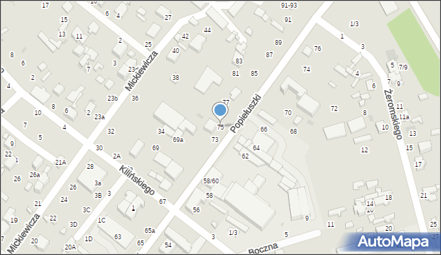Tomaszów Mazowiecki, Popiełuszki Jerzego, bł. ks., 75, mapa Tomaszów Mazowiecki