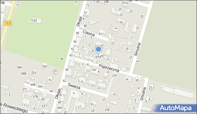 Tomaszów Mazowiecki, Poprzeczna, 5/7A, mapa Tomaszów Mazowiecki