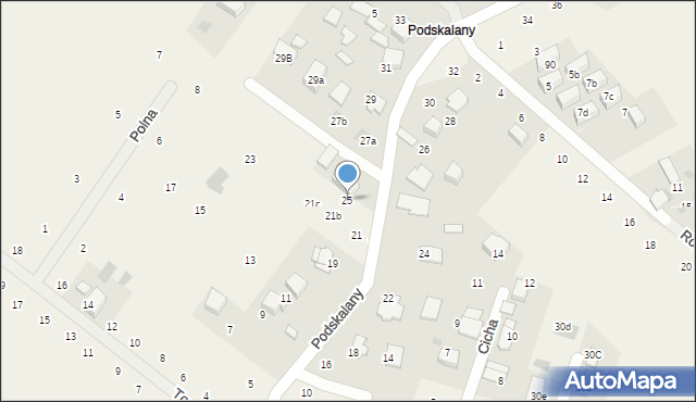 Tomaszowice, Podskalany, 25, mapa Tomaszowice