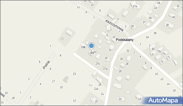 Tomaszowice, Podskalany, 29a, mapa Tomaszowice