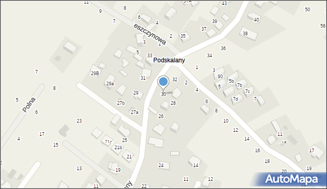 Tomaszowice, Podskalany, 30, mapa Tomaszowice