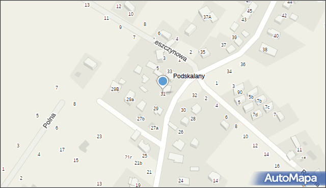 Tomaszowice, Podskalany, 31, mapa Tomaszowice