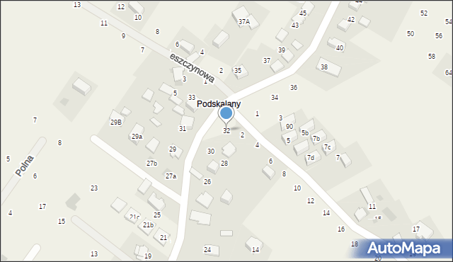 Tomaszowice, Podskalany, 32, mapa Tomaszowice