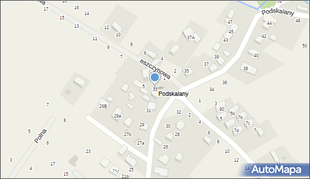 Tomaszowice, Podskalany, 33, mapa Tomaszowice