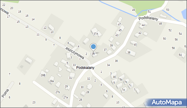 Tomaszowice, Podskalany, 35, mapa Tomaszowice