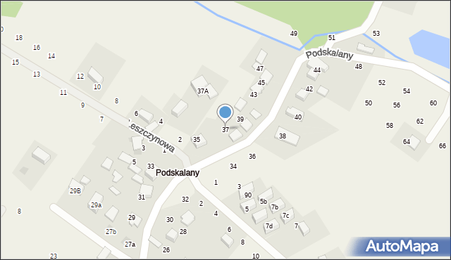 Tomaszowice, Podskalany, 37, mapa Tomaszowice