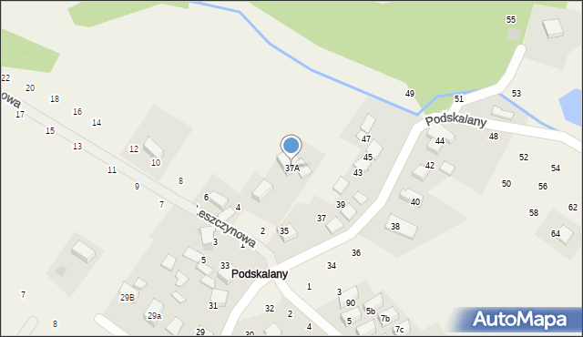 Tomaszowice, Podskalany, 37A, mapa Tomaszowice