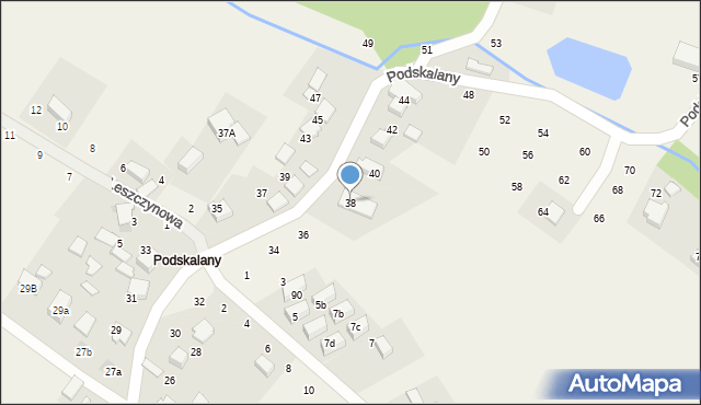 Tomaszowice, Podskalany, 38, mapa Tomaszowice