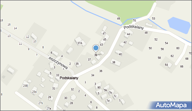 Tomaszowice, Podskalany, 39, mapa Tomaszowice