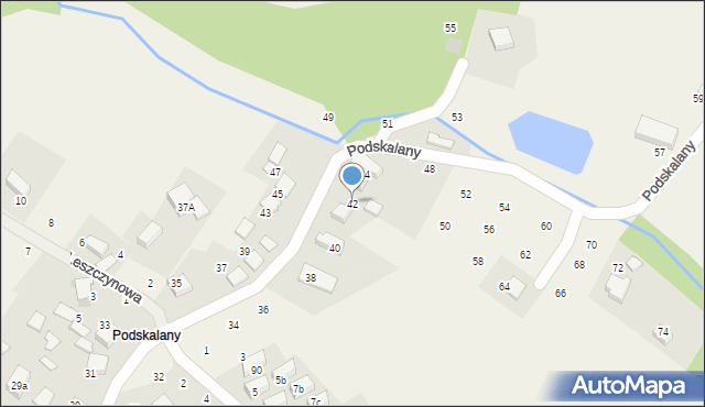 Tomaszowice, Podskalany, 42, mapa Tomaszowice