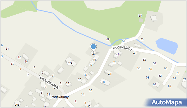 Tomaszowice, Podskalany, 47, mapa Tomaszowice