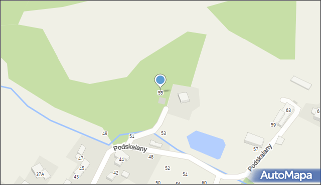 Tomaszowice, Podskalany, 55, mapa Tomaszowice