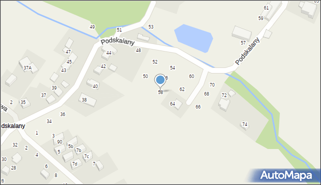 Tomaszowice, Podskalany, 58, mapa Tomaszowice