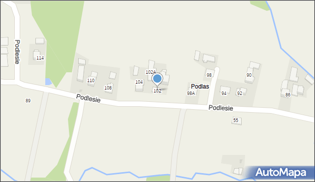 Tomice, Podlesie, 102, mapa Tomice