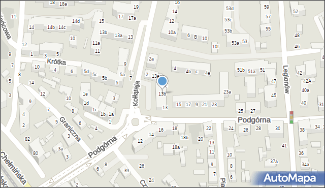 Toruń, Podgórna, 13b, mapa Torunia