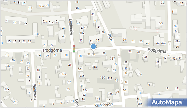 Toruń, Podgórna, 36, mapa Torunia