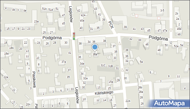 Toruń, Podgórna, 36a, mapa Torunia