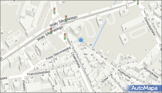 Toruń, Podmurna, 103, mapa Torunia