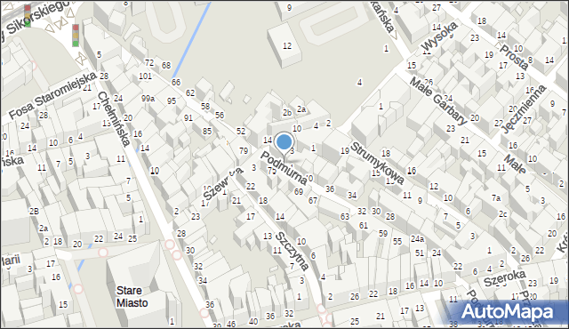 Toruń, Podmurna, 46, mapa Torunia