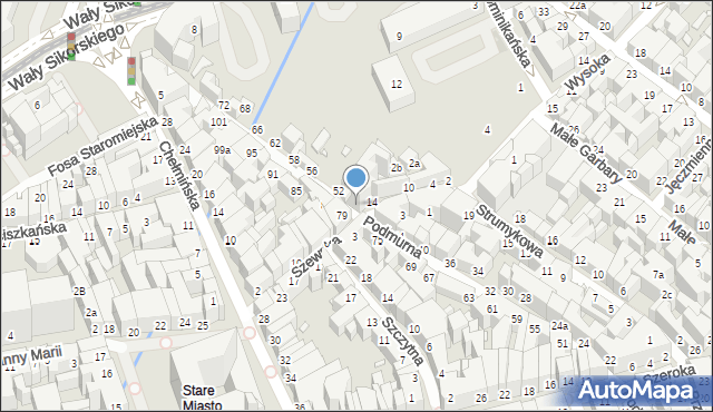 Toruń, Podmurna, 50, mapa Torunia