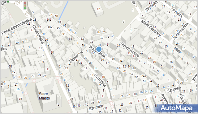 Toruń, Podmurna, 71, mapa Torunia