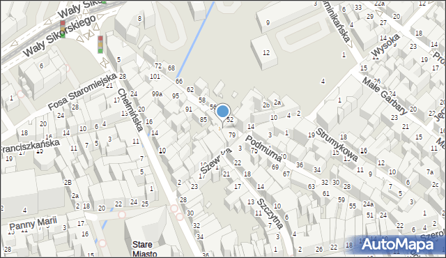 Toruń, Podmurna, 81, mapa Torunia