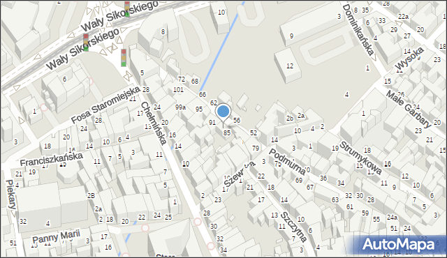 Toruń, Podmurna, 87, mapa Torunia