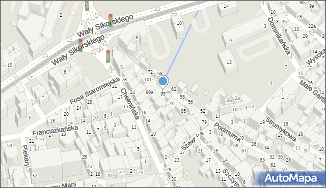 Toruń, Podmurna, 95, mapa Torunia