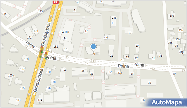 Toruń, Polna, 19, mapa Torunia