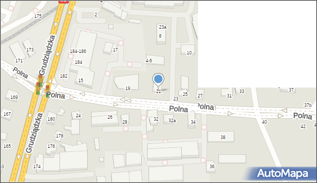 Toruń, Polna, 21, mapa Torunia