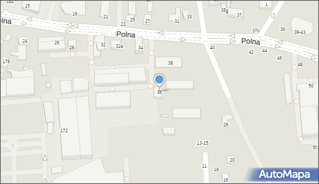 Toruń, Polna, 36, mapa Torunia