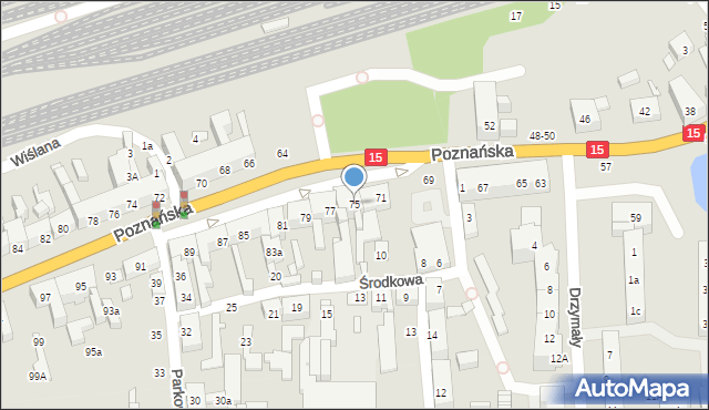 Toruń, Poznańska, 75, mapa Torunia