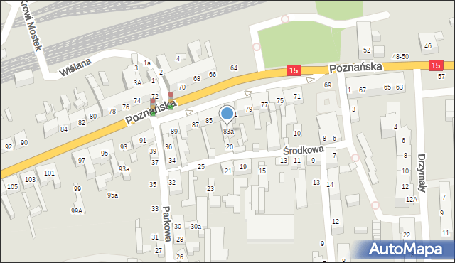 Toruń, Poznańska, 83a, mapa Torunia