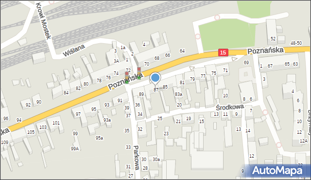 Toruń, Poznańska, 87, mapa Torunia