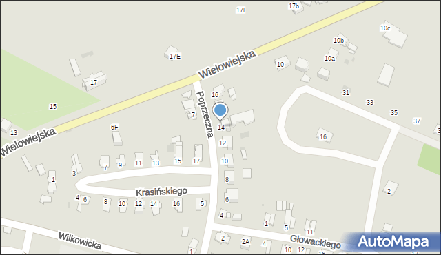 Toszek, Poprzeczna, 14, mapa Toszek