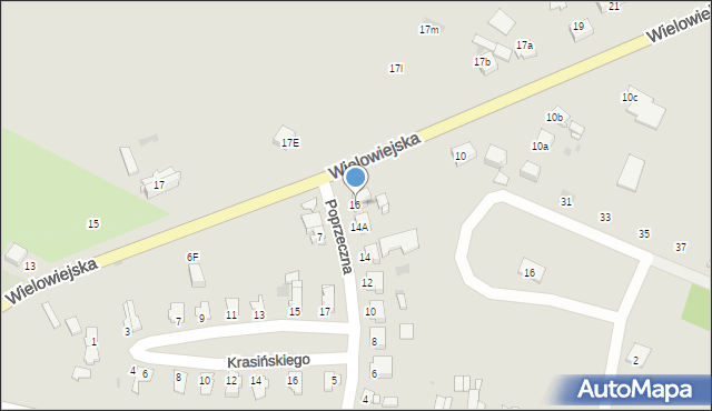 Toszek, Poprzeczna, 16, mapa Toszek