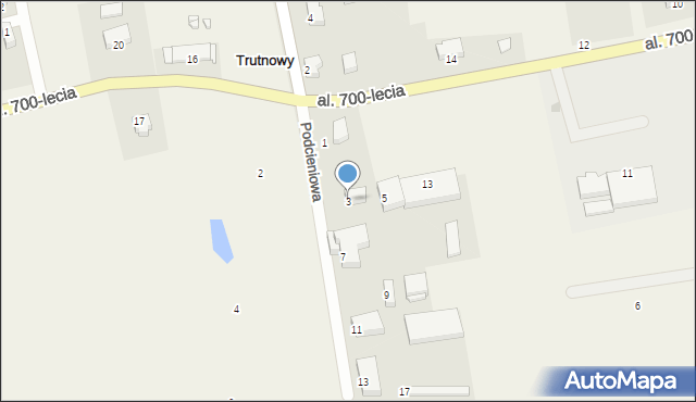 Trutnowy, Podcieniowa, 3, mapa Trutnowy