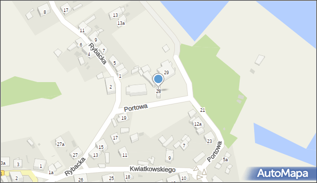 Trzebież, Portowa, 28, mapa Trzebież