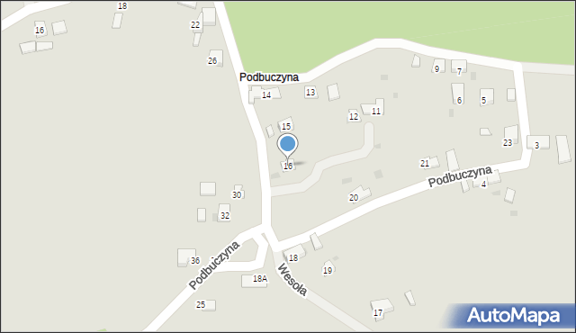 Trzebinia, Podbuczyna, 16, mapa Trzebinia