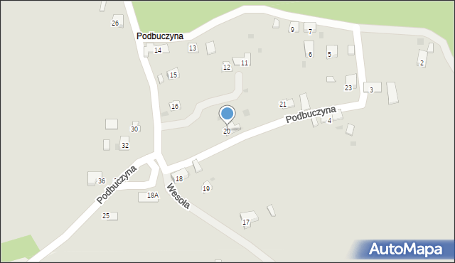 Trzebinia, Podbuczyna, 20, mapa Trzebinia