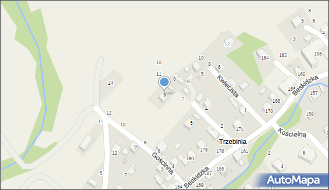 Trzebinia, Pod Kasztanami, 9, mapa Trzebinia