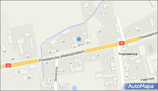 Trzeciewnica, Powstańców Wielkopolskich, 32, mapa Trzeciewnica