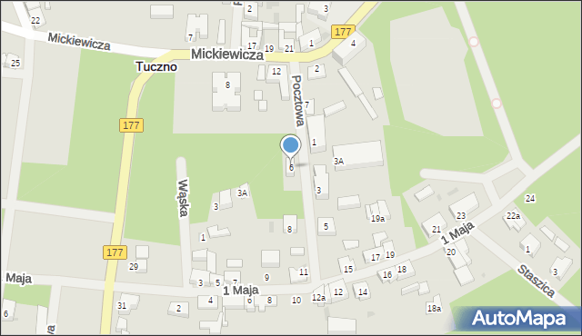 Tuczno, Pocztowa, 6, mapa Tuczno