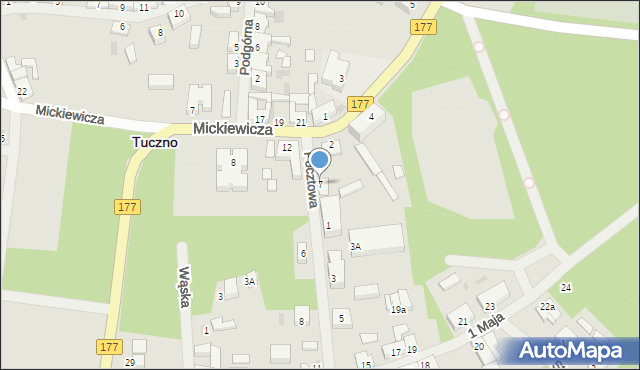 Tuczno, Pocztowa, 7, mapa Tuczno