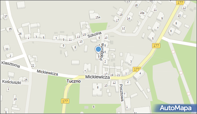 Tuczno, Podgórna, 3, mapa Tuczno