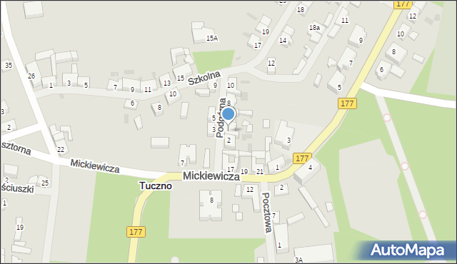 Tuczno, Podgórna, 4, mapa Tuczno