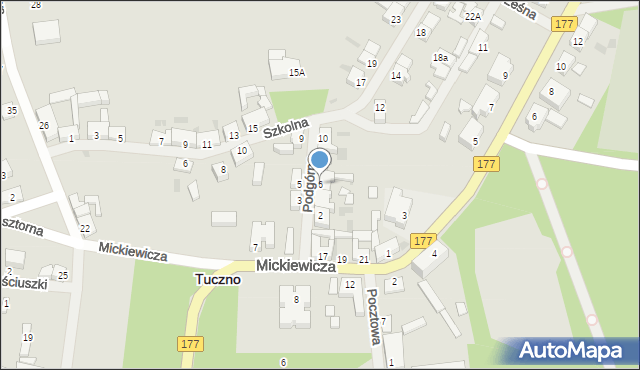 Tuczno, Podgórna, 6, mapa Tuczno