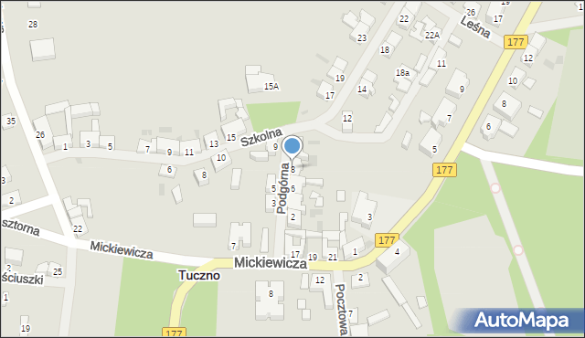 Tuczno, Podgórna, 8, mapa Tuczno