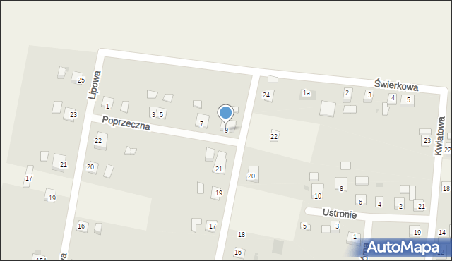 Tuczno, Poprzeczna, 9, mapa Tuczno