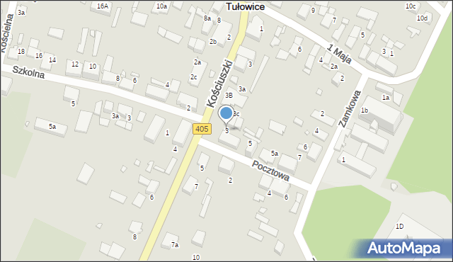 Tułowice, Pocztowa, 3, mapa Tułowice